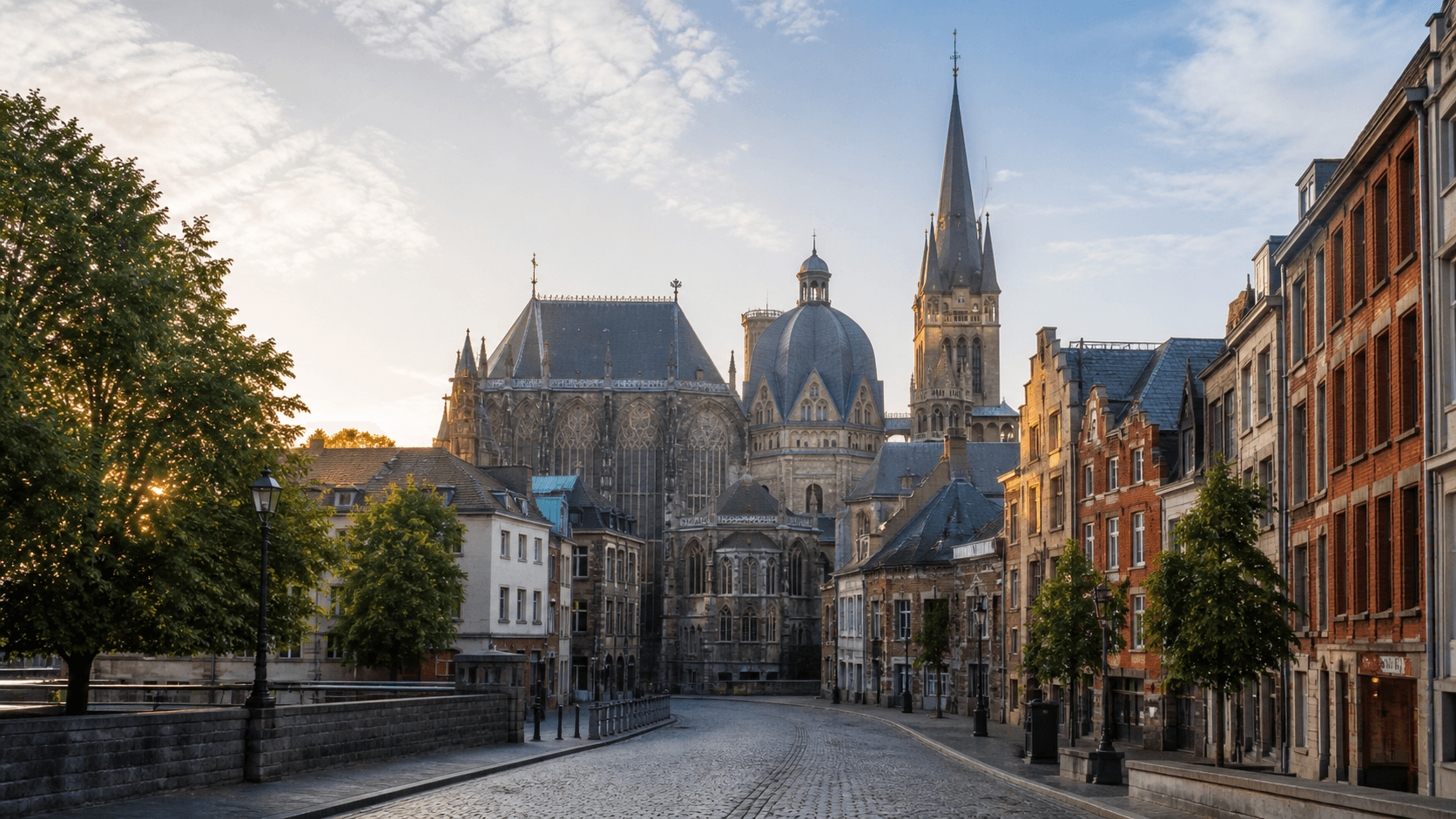 Uitzicht op Aachen, bestemming van deze treinroute