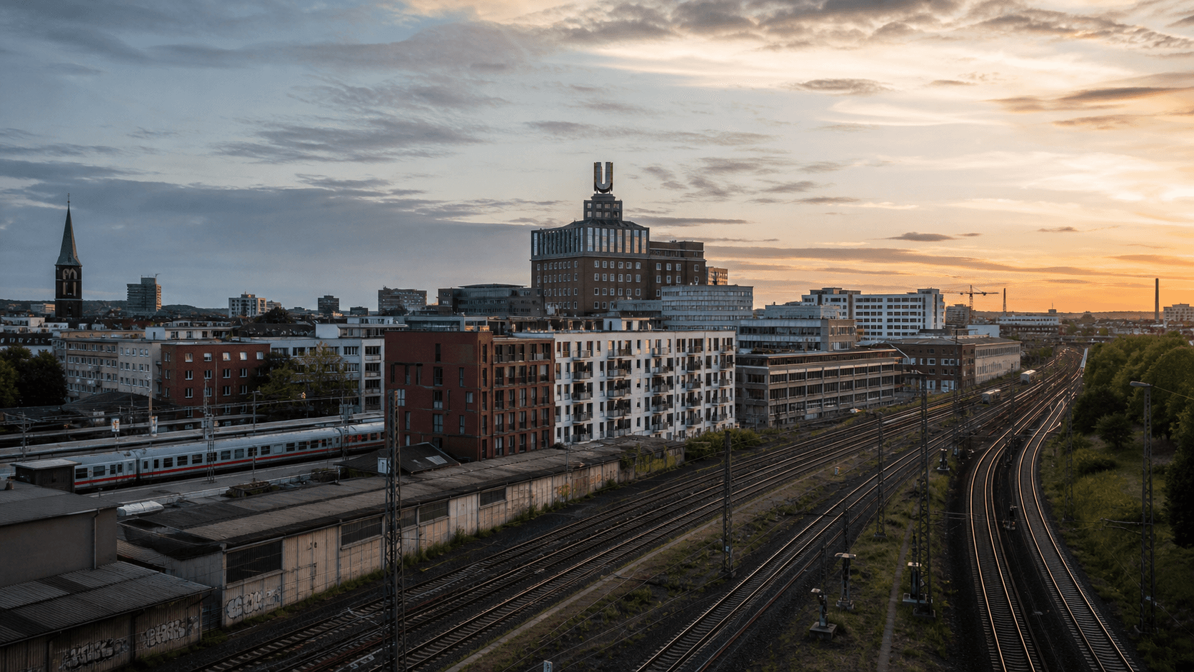 Uitzicht op Dortmund, bestemming van deze treinroute