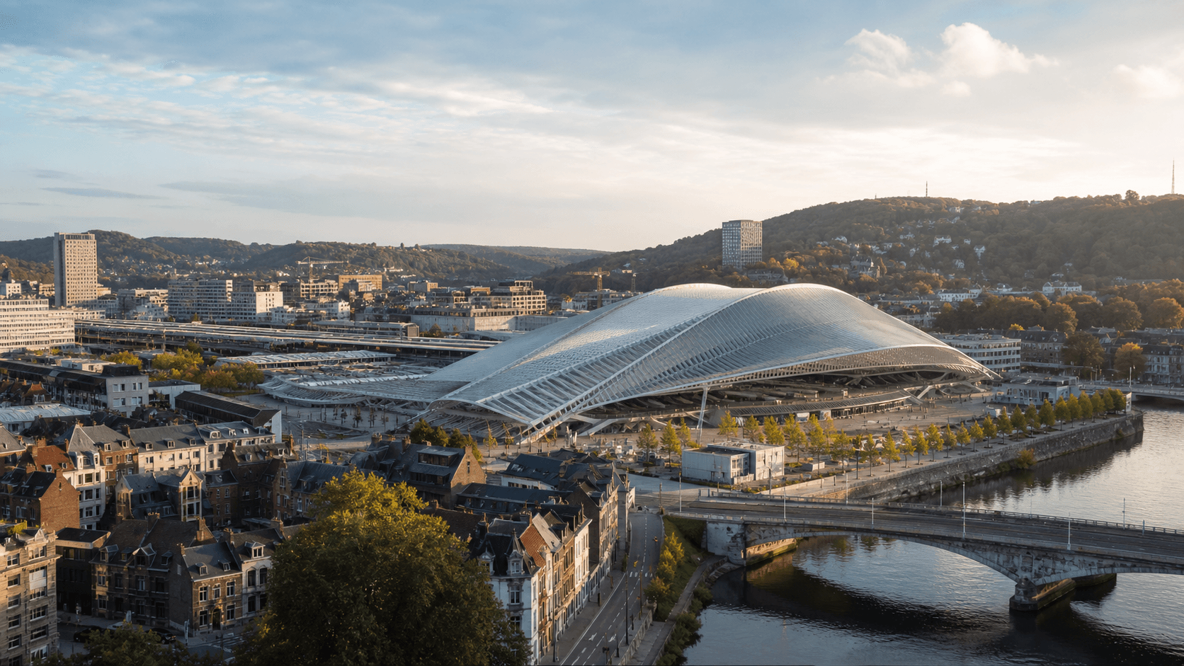 Uitzicht op Liège, bestemming van deze treinroute