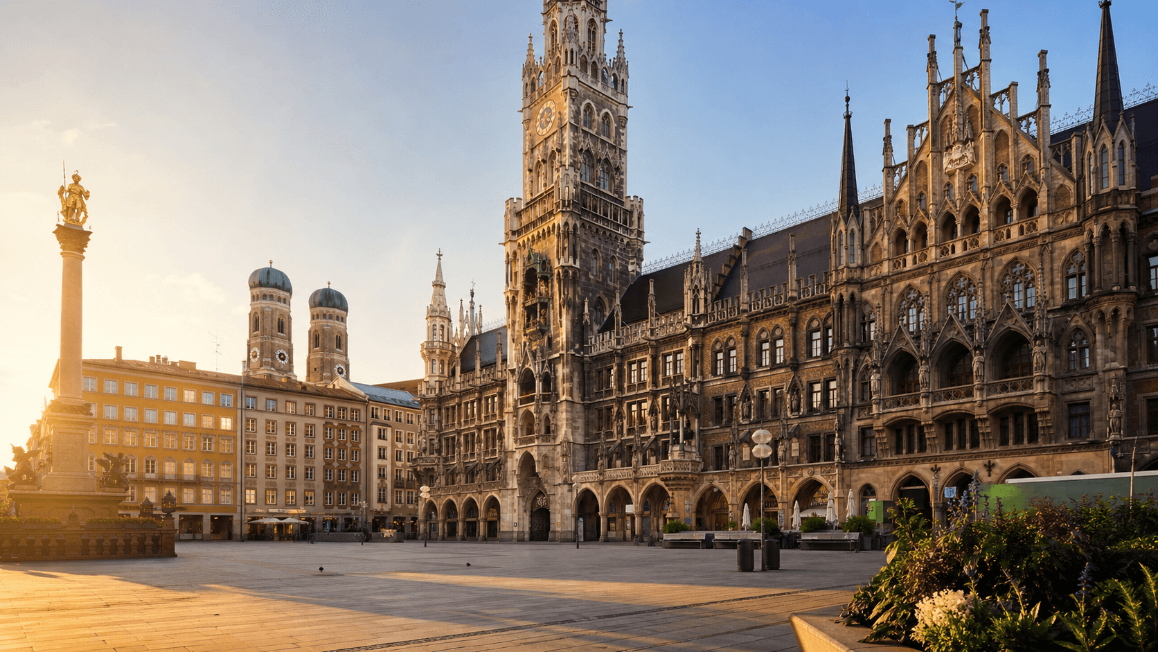 Uitzicht op München, bestemming van deze treinroute